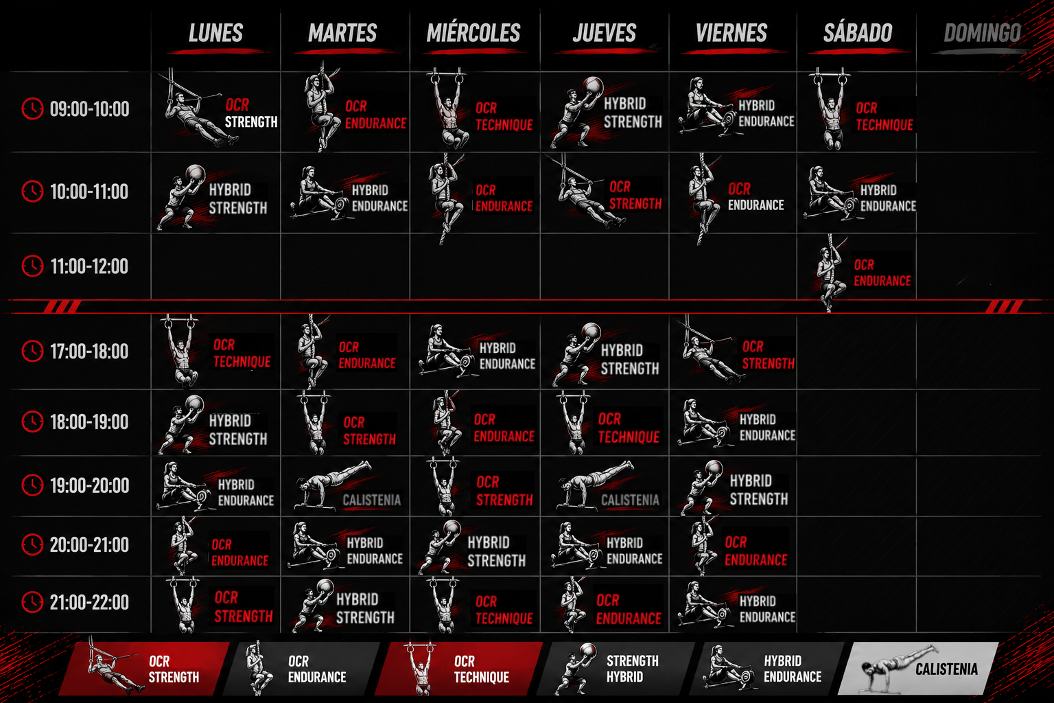 Horario Sesiones Dirigidas